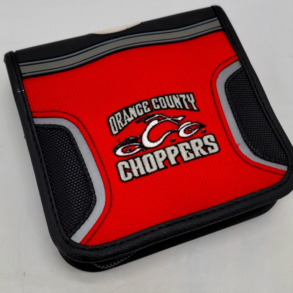 Vintage Orange County Choppers NY 24 CD Holder Case Zipper Red Black 